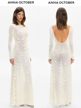 Anna October Emmeline Cream Long Sleeve  Maxi Dress Size XS NEW! With tags!